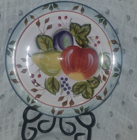 Black Forest fruits china dinnerware plate & stand - Picture 1 of 6
